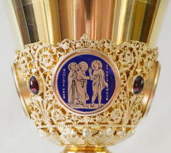 Ornate French antique solid silver gilt Gothic Chapel Set